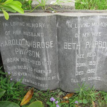 PHIPSON Harold Ambrose 1882-1971 &amp; Beth REID 1891-1962
