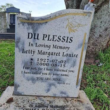 PLESSIS Letty Margaret Louise, du 1927-2000