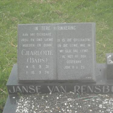 RENSBURG Charlotte, Janse van 1931-1994