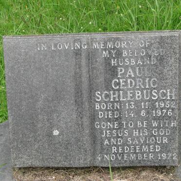 SCHLEBUSCH Paul Cedric 1952-1976