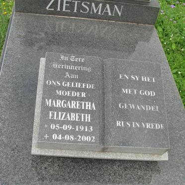 ZIETSMAN Margaretha Elizabeth 1913-2002