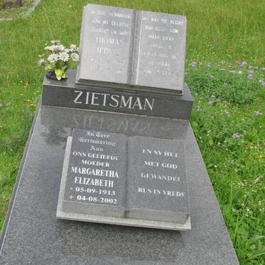 ZIETSMAN Thomas Jervis 1903-1991 &amp; Margaretha Elizabeth 1913-2002