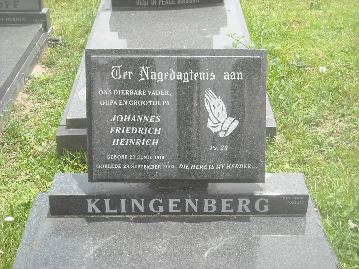 KLINGENBERG Johannes Friedrich Heinrich 1919-2002