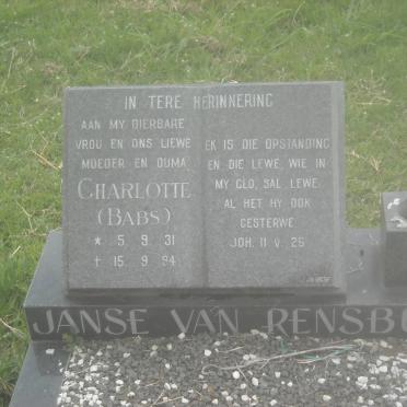 RENSBURG Charlotte, Janse van 1931-1994