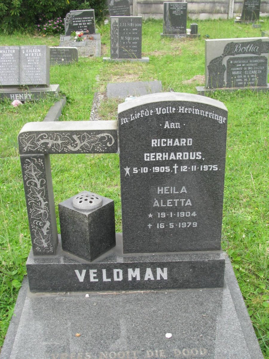 VELDMAN Richard Gerhardus 1905-1975 &amp; Heila Aletta 1904-1979
