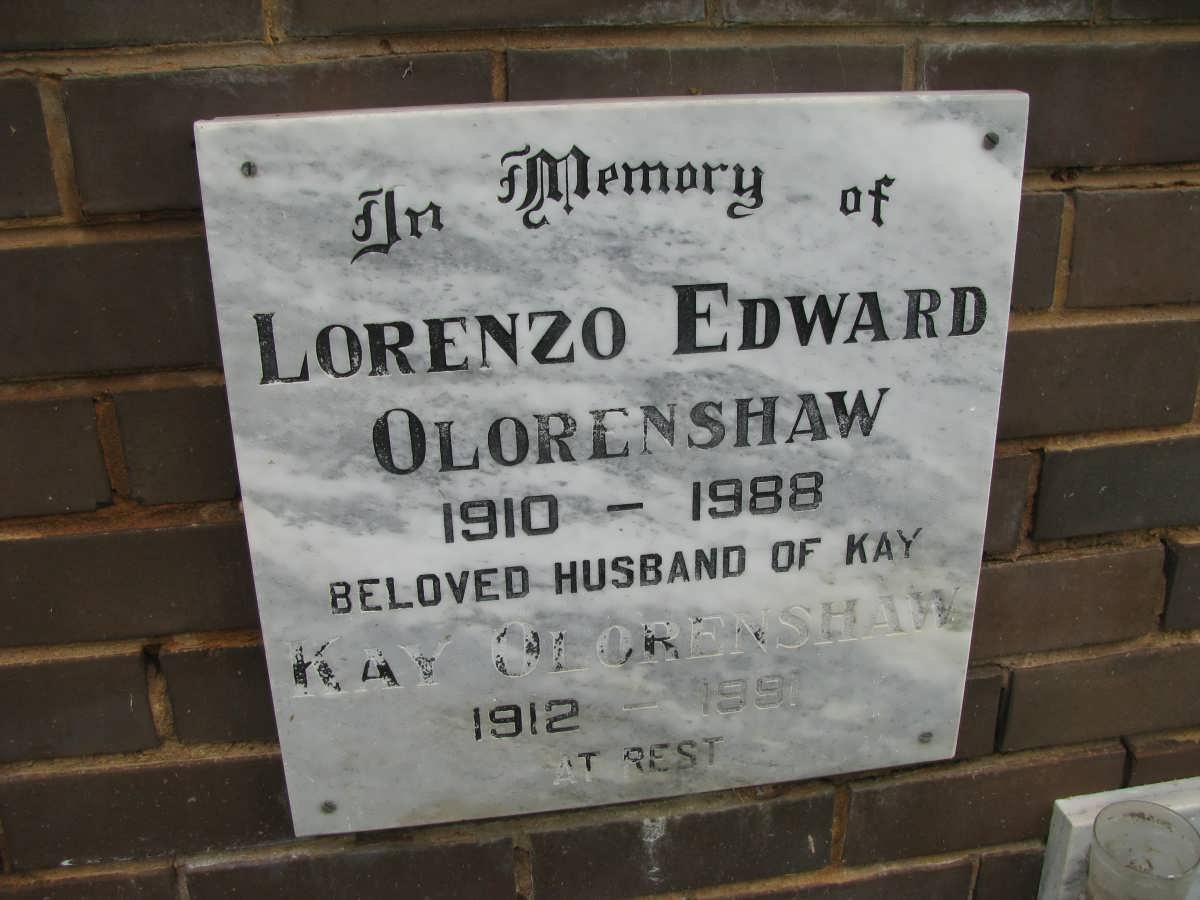 OLORENSHAW Lorenzo Edward 1910-1988