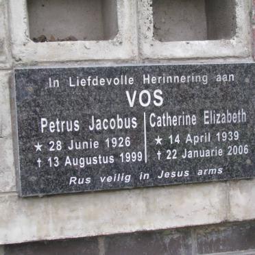 VOS Petrus Jacobus 1926-1999 &amp; Catherine Elizabeth 1939-2006
