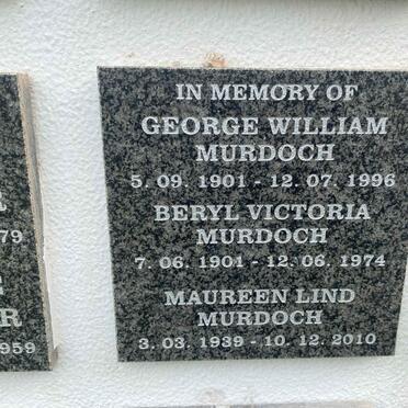 MURDOCH George William 1901-1996 & Beryl Victoria 1901-1974 :: MURDOCH Maureen Lind 1939-2010