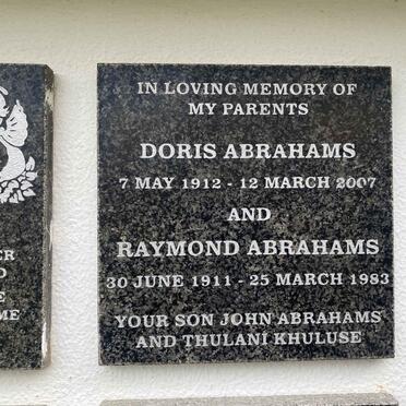 ABRAHAMS Raymond 1911-1983 & Doris 1912-2007