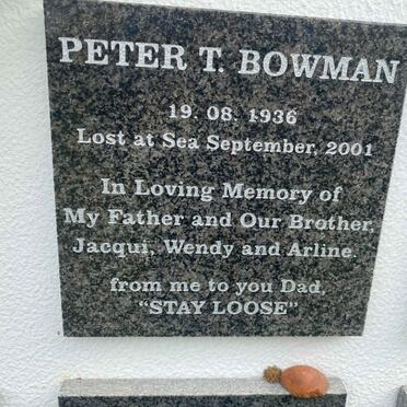 BOWMAN Peter T. 1936-2001