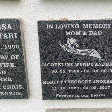 ANDERSEN Robert Theodore 1929-2017 & Jacqueline Wendy 1933-2019