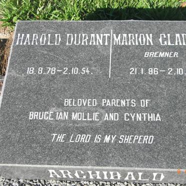 ARCHIBALD Harold Durant 1878-1954 &amp; Marion Gladys 1886-1964