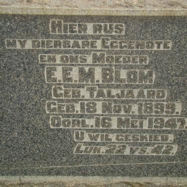 BLOM E.E.M. nee TALJAARD 1899-1947