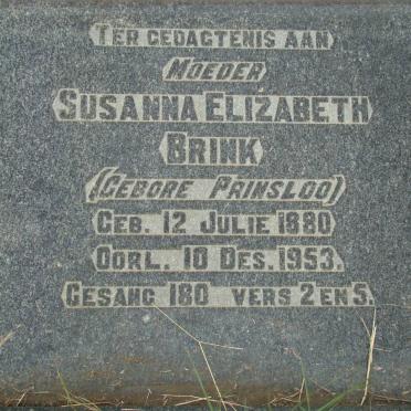 BRINK Susanna Elizabeth nee PRINSLOO 1880-1953