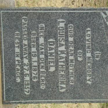 DANIEL Louisa Katherina nee VAN DEN BERG 1876-1957