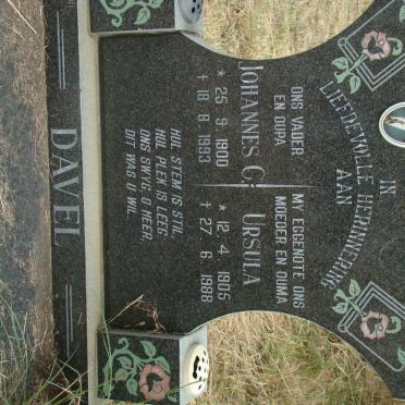 DAVEL Johannes C. 1900-1993 &amp; Ursula 1905-1988