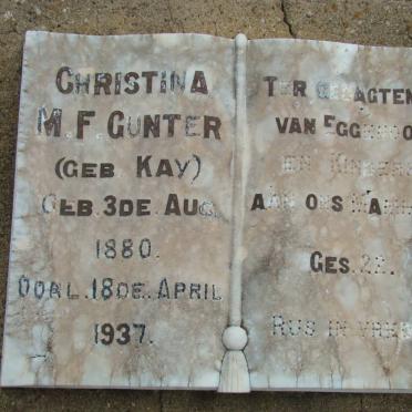GUNTER Christina M.F. nee KAY 1880-1937