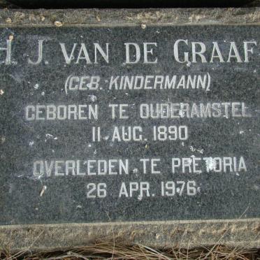 GRAAFF H.J., van de nee KINDERMANN 1890-1976