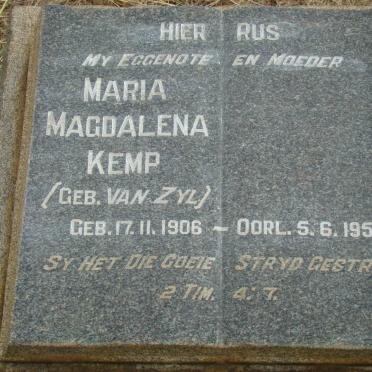 KEMP Maria Magdalena nee VAN ZYL 1906-1957