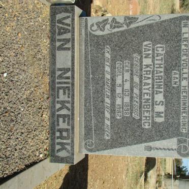 KRAAYENBERG Catharina S.M., van formerly VAN NIEKERK nee DU PLESSIS 1898-1982