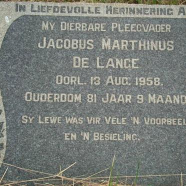 LANGE Jacobus Marthinus, de -1958