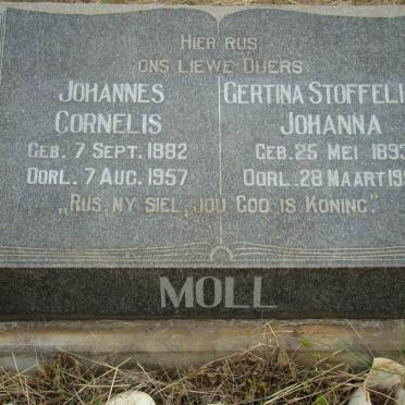 MOLL Johannes Cornelis 1882-1957 &amp; Gertina Stoffelina Johanna 1893-1958