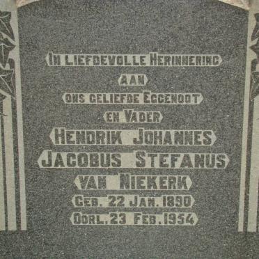 NIEKERK Hendrik Johannes Jacobus, van 1890-1954