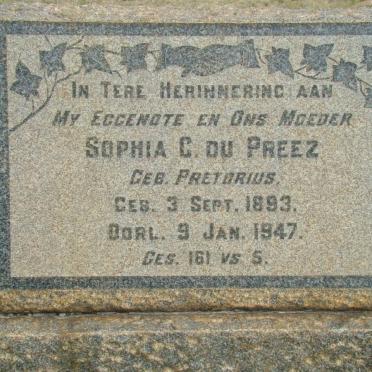 PREEZ Sophia C., du nee PRETORIUS 1893-1947