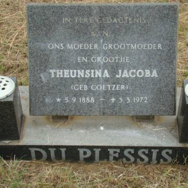 PLESSIS Theunsina Jacoba, du nee COETZER 1888-1972