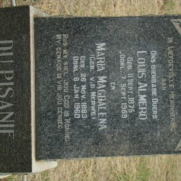 PISANIE Louis Almero, du 1875-1959 &amp; Maria Magdalena VAN DER MERWE 1883-1960