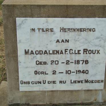 ROUX Magdalena F.G., le 1876-1940