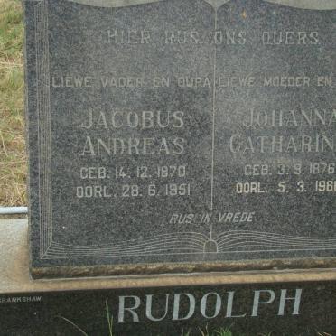 RUDOLPH Jacobus Andreas 1870-1951 &amp; Johanna Catharina 1876-1966