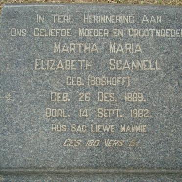 SCANNELL Martha Maria Elizabeth nee BOSHOFF 1889-1962