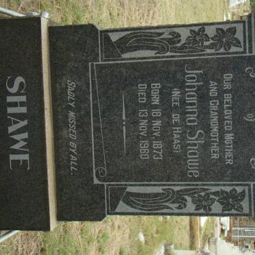 SHAWE Johanna nee DE HAAS 1873-1960