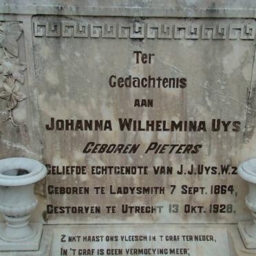 UYS Johanna Wilhelmina nee PIETERS 1864-1928