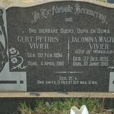 VIVIER Gert Petrus 1894-1961 &amp; Jacomina Magrietha DE WINNAAR 1895-1961