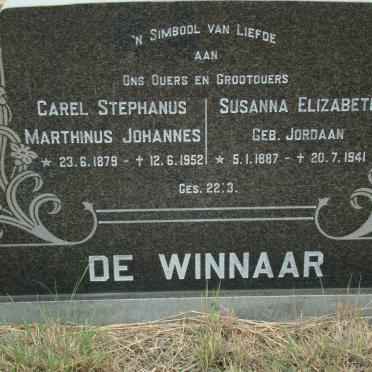 WINNAAR Carel Stephanus Marthinus Johannes, de 1879-1952 &amp; Susanna Elizabeth JORDAAN 1887-1941