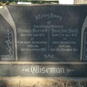 WISEMAN Thomas Burnett 1876-1929 &amp; Jane Ann SMITH 1879-1954