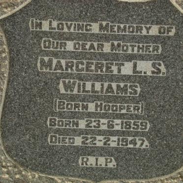 WILLIAMS Margaret L.S. nee HOOPER 1859-1947