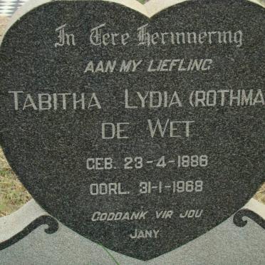 WET Tabitha Lydia, de nee ROTHMAN 1886-1968