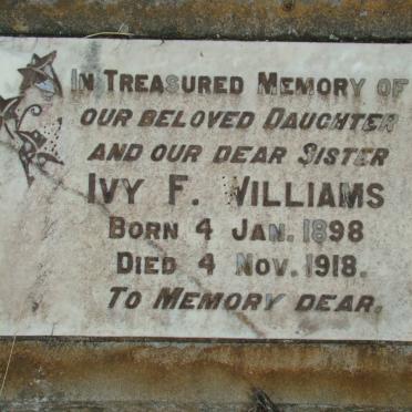 WILLIAMS Ivy F. 1898-1918
