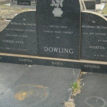 DOWLING Coenie Kuys 1909-1971 &amp; Martha Magdalena 1913-1975