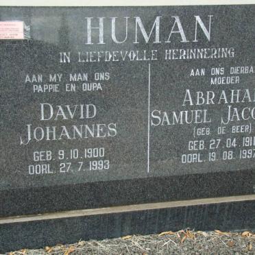 HUMAN David Johannes 1900-1993 &amp; Abraham Samuel Jacobus DE BEER 1911-1997