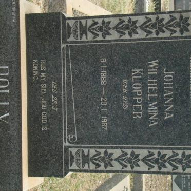 KLOPPER Johanna Wilhelmina nee UYS 1888-1967