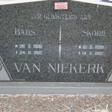 NIEKERK Skorie, van 1899-1982 &amp; Babs 1906-1982