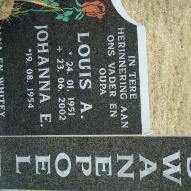 SWANEPOEL Louis A. 1951-2002 &amp; Johanna E. 1954-