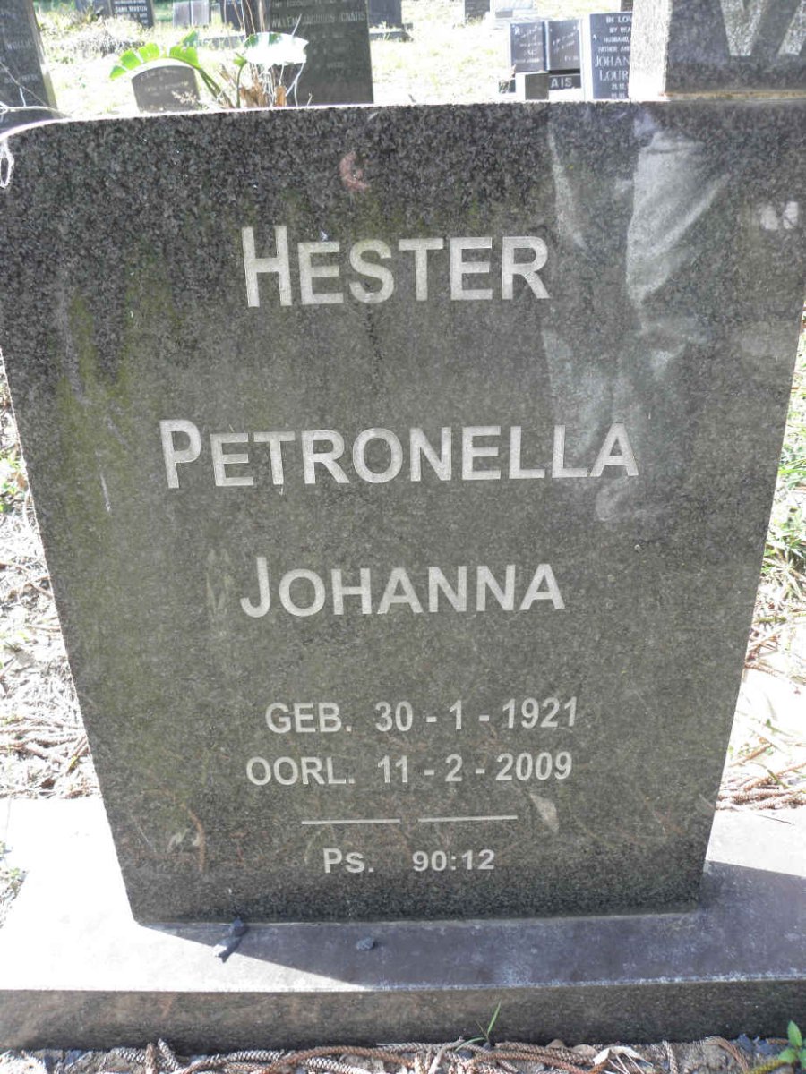 STRATEN Hester Petronella Johanna, van 1921-2009