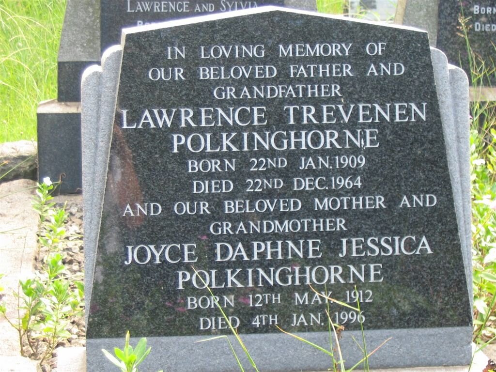 POLKINGHORNE Lawrence Trevenen 1909-1964 &amp; Joyce Daphne Jessica 1912-1996
