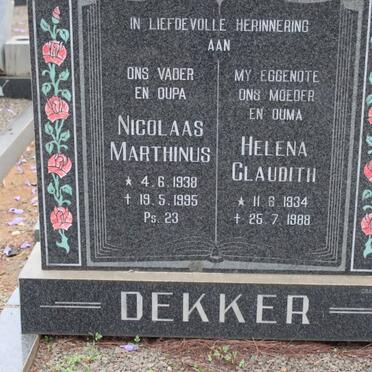 DEKKER Nicolaas Marthinus 1938-1995 &amp; Helena Claudith 1934-1988