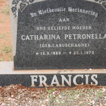 FRANCIS Catharina Petronella nee LABUSCHAGNE 1889-1973